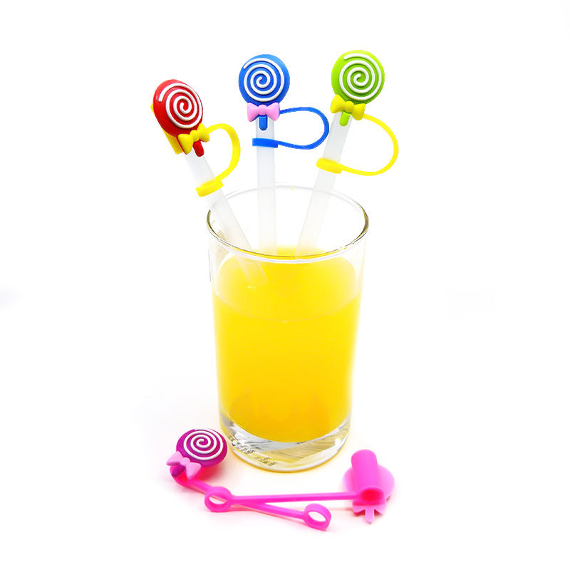 Wholesale 10pcs/pack Straw Cap Flower Fruit Straw Cover Silicone Dust Plug Party Straw